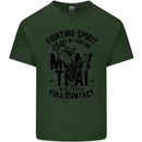 Muay Thai Full Contact Martial Arts MMA Mens Cotton T-Shirt Tee Top Forest Green