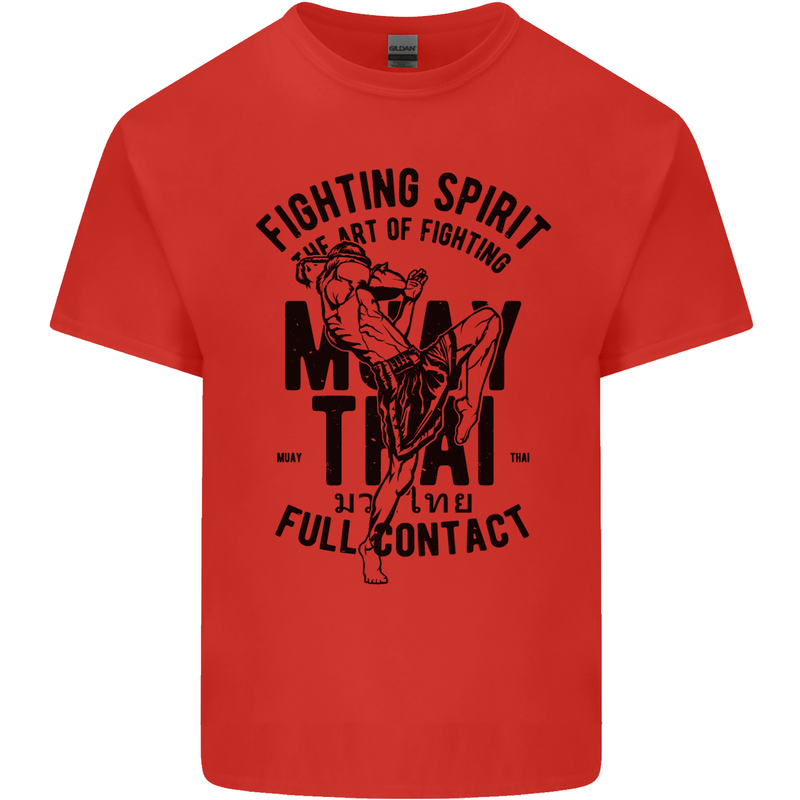 Muay Thai Full Contact Martial Arts MMA Mens Cotton T-Shirt Tee Top Red