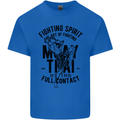 Muay Thai Full Contact Martial Arts MMA Mens Cotton T-Shirt Tee Top Royal Blue