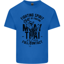 Muay Thai Full Contact Martial Arts MMA Mens Cotton T-Shirt Tee Top Royal Blue