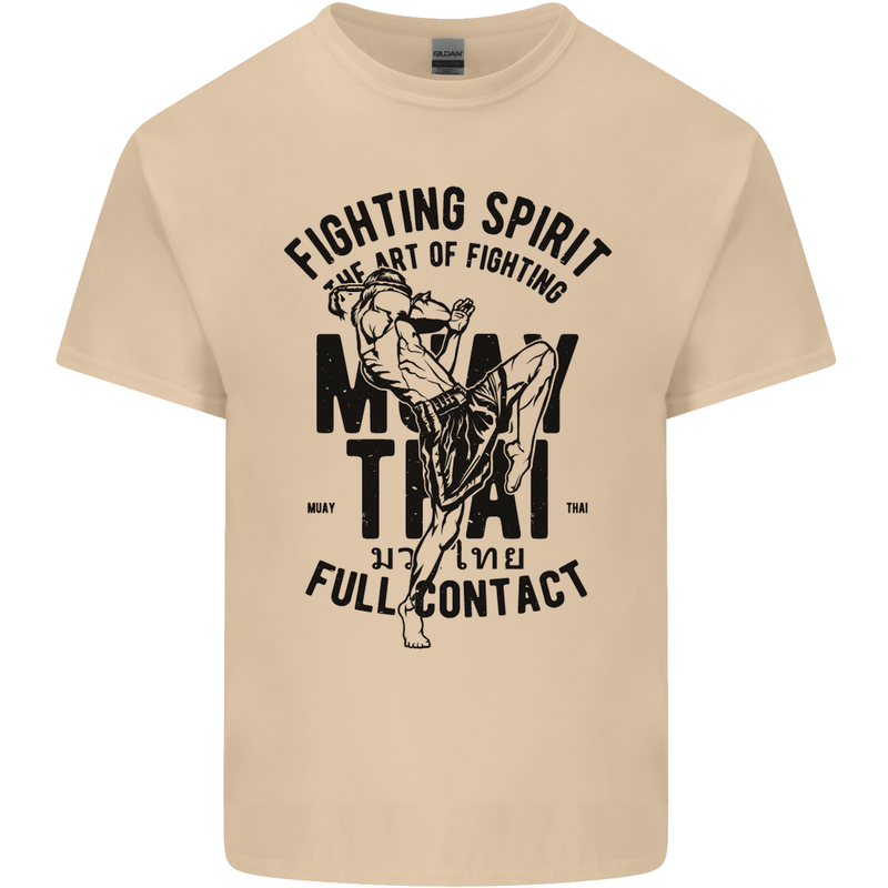 Muay Thai Full Contact Martial Arts MMA Mens Cotton T-Shirt Tee Top Sand