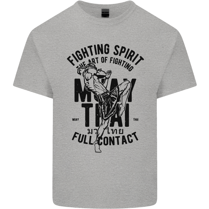 Muay Thai Full Contact Martial Arts MMA Mens Cotton T-Shirt Tee Top Sports Grey