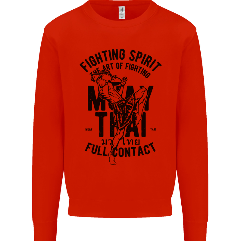 Muay Thai Full Contact Martial Arts MMA Mens Sweatshirt Jumper Bright Red