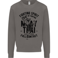 Muay Thai Full Contact Martial Arts MMA Mens Sweatshirt Jumper Charcoal