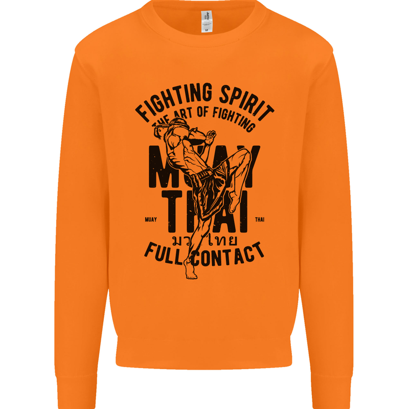 Muay Thai Full Contact Martial Arts MMA Mens Sweatshirt Jumper Orange