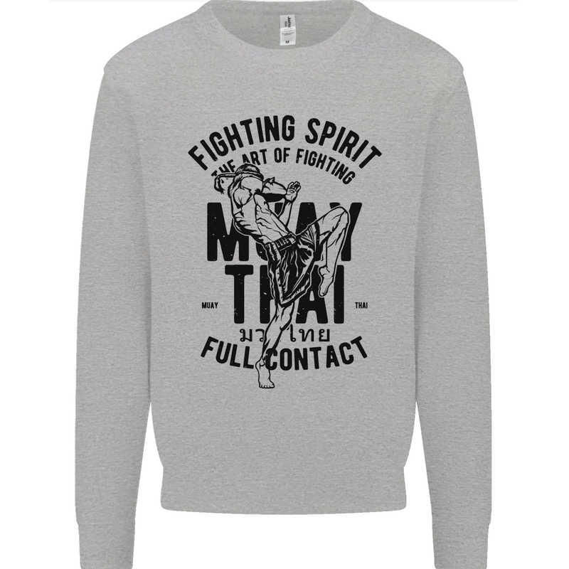 Muay Thai Full Contact Martial Arts MMA Mens Sweatshirt Jumper Sports Grey
