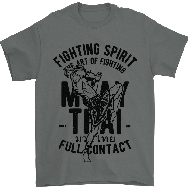 Muay Thai Full Contact Martial Arts MMA Mens T-Shirt Cotton Gildan Charcoal