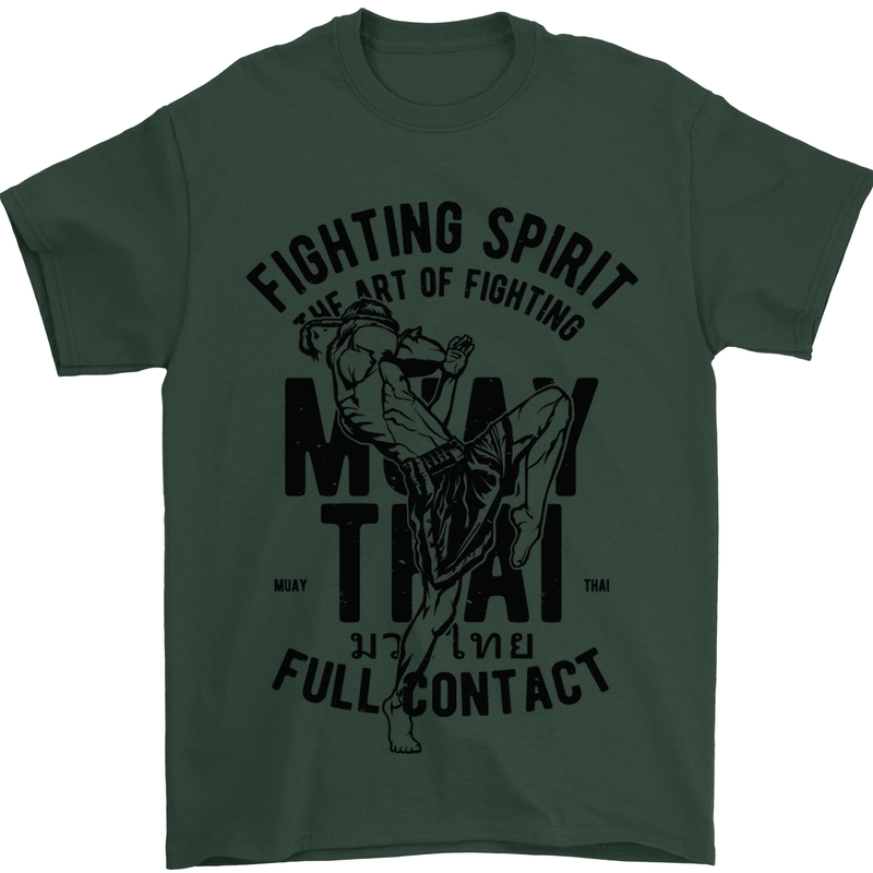 Muay Thai Full Contact Martial Arts MMA Mens T-Shirt Cotton Gildan Forest Green