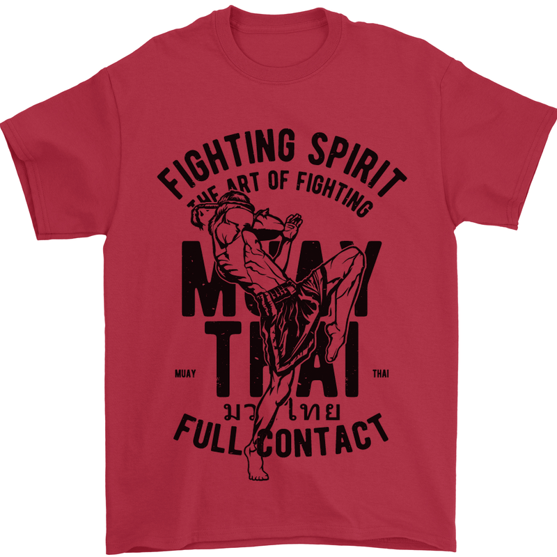 Muay Thai Full Contact Martial Arts MMA Mens T-Shirt Cotton Gildan Red