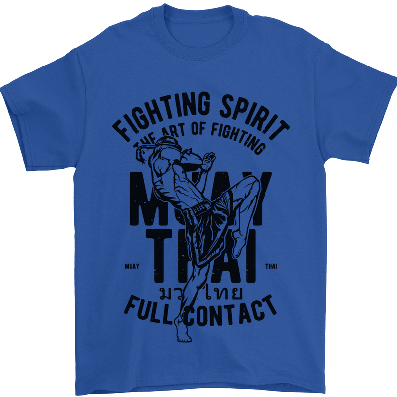 Muay Thai Full Contact Martial Arts MMA Mens T-Shirt Cotton Gildan Royal Blue