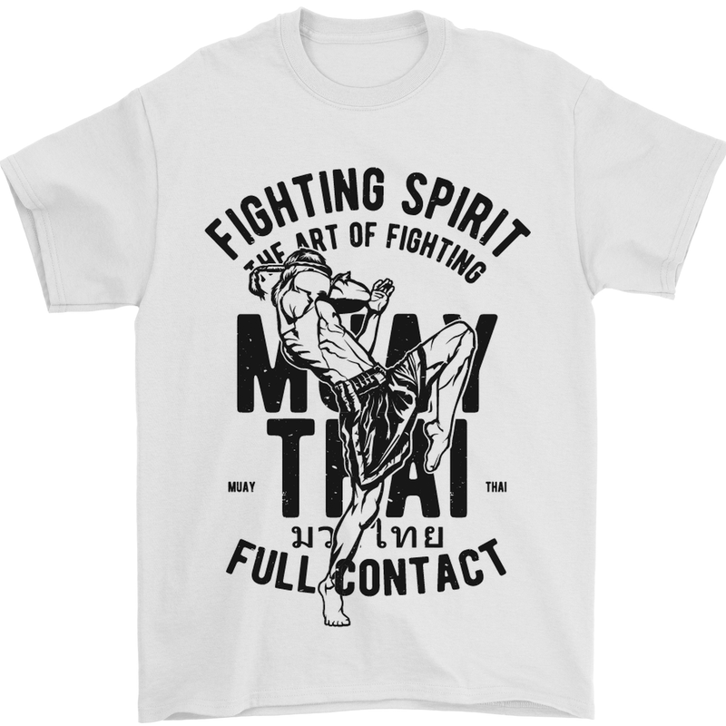 Muay Thai Full Contact Martial Arts MMA Mens T-Shirt Cotton Gildan White