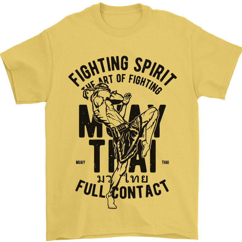 Muay Thai Full Contact Martial Arts MMA Mens T-Shirt Cotton Gildan Yellow