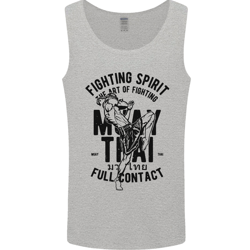 Muay Thai Full Contact Martial Arts MMA Mens Vest Tank Top Sports Grey