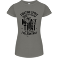 Muay Thai Full Contact Martial Arts MMA Womens Petite Cut T-Shirt Charcoal