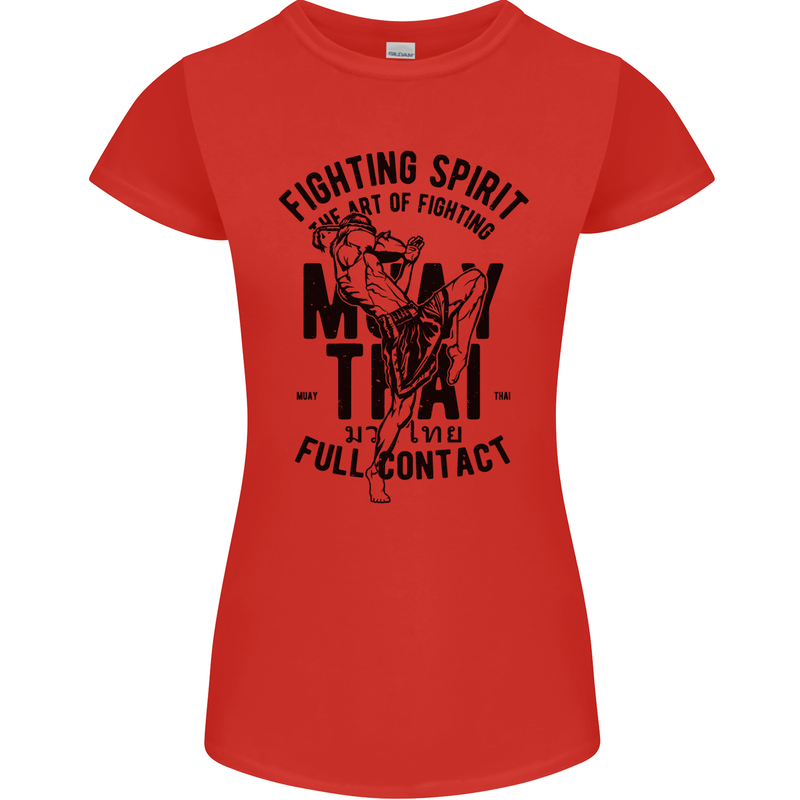 Muay Thai Full Contact Martial Arts MMA Womens Petite Cut T-Shirt Red