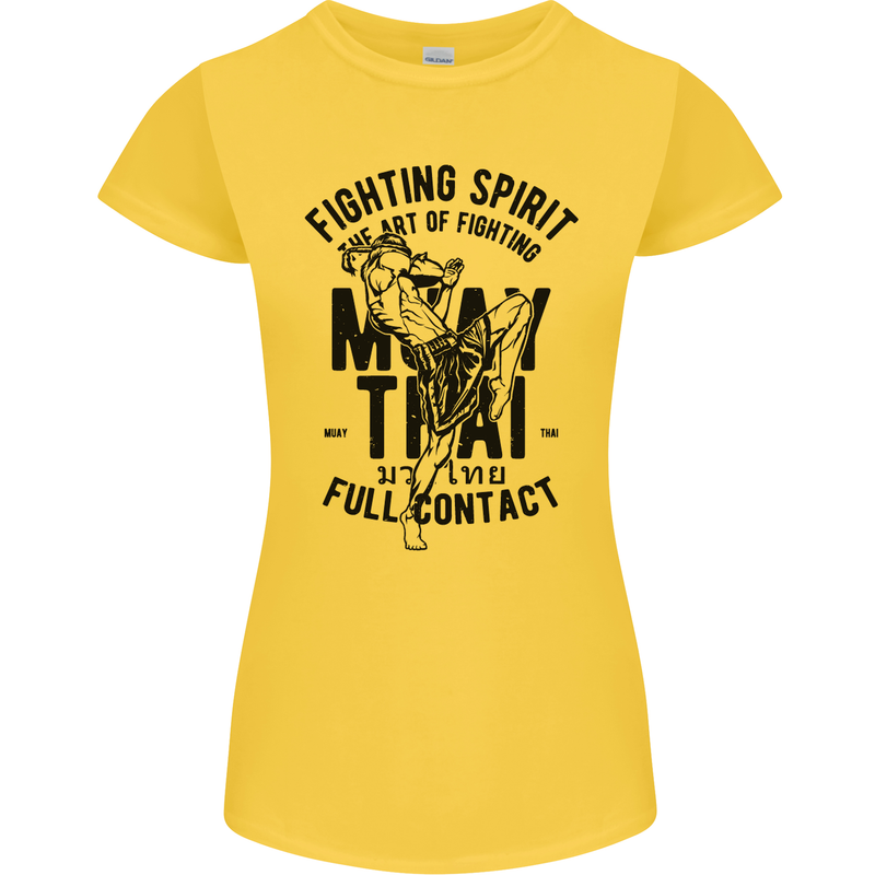 Muay Thai Full Contact Martial Arts MMA Womens Petite Cut T-Shirt Yellow