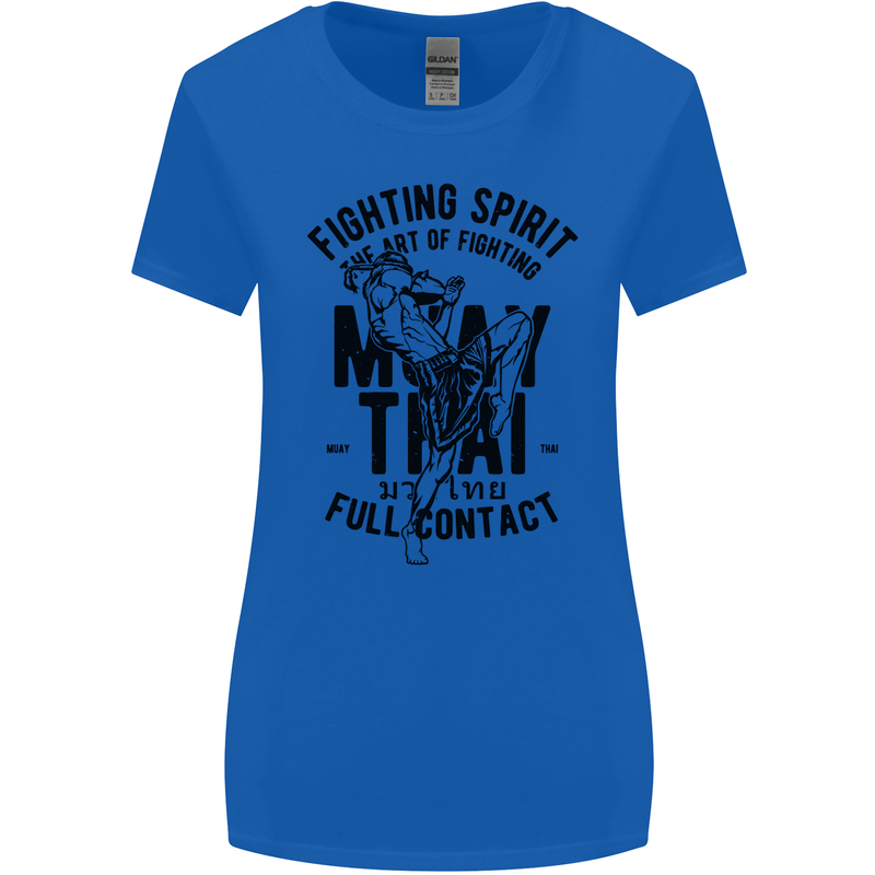 Muay Thai Full Contact Martial Arts MMA Womens Wider Cut T-Shirt Royal Blue