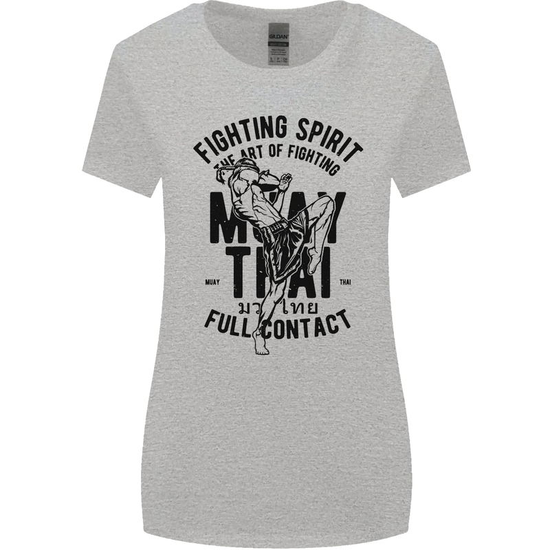 Muay Thai Full Contact Martial Arts MMA Womens Wider Cut T-Shirt Sports Grey