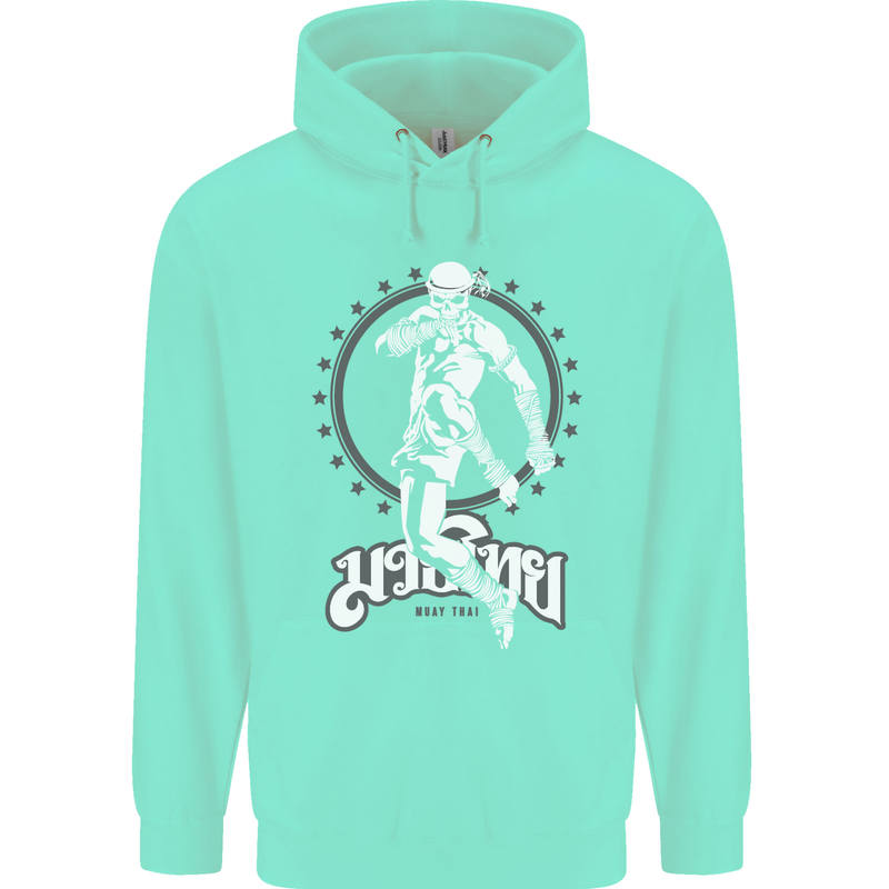 Muay Thai Skeleton MMA Mixed Martial Arts Childrens Kids Hoodie Peppermint