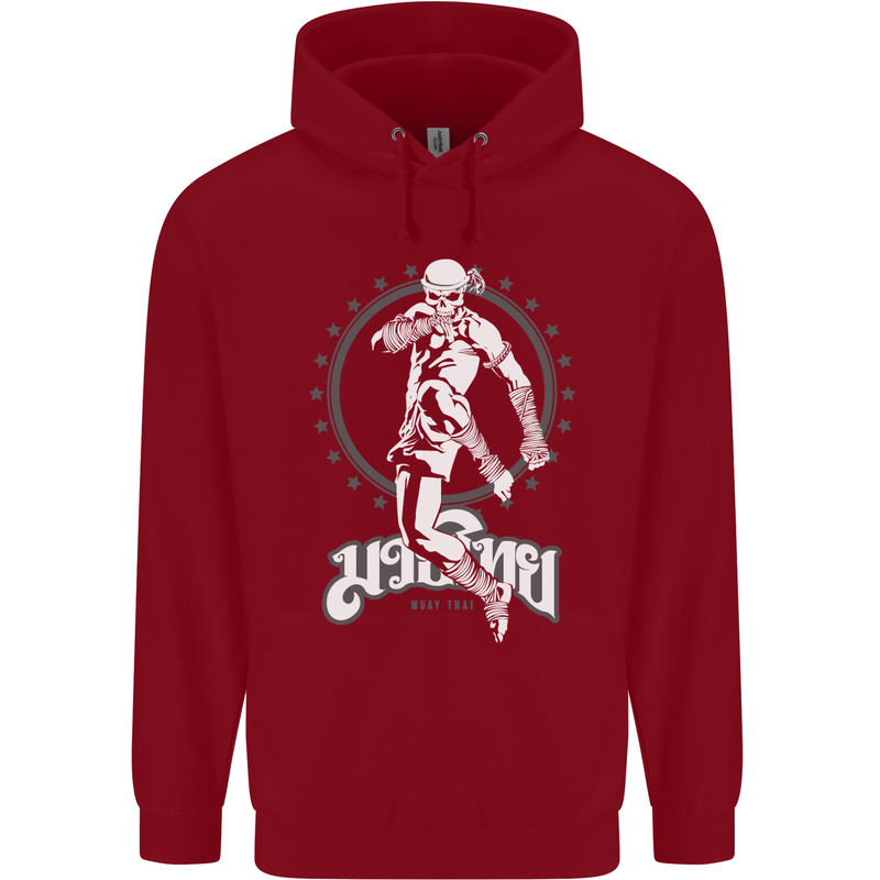 Muay Thai Skeleton MMA Mixed Martial Arts Childrens Kids Hoodie Red