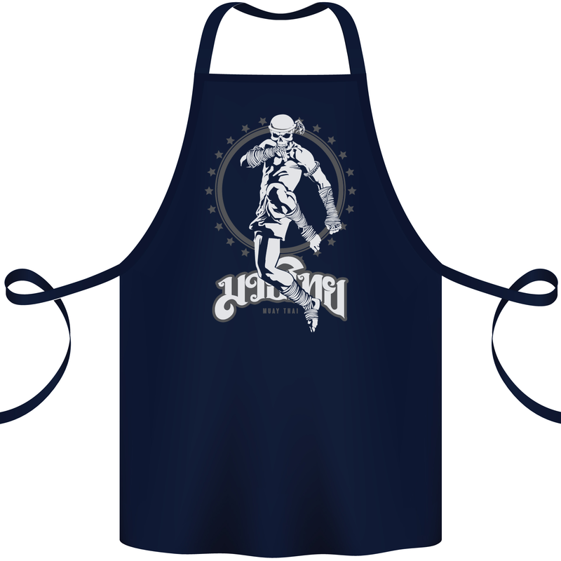 Muay Thai Skeleton MMA Mixed Martial Arts Cotton Apron 100% Organic Navy Blue