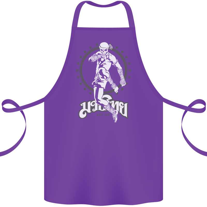 Muay Thai Skeleton MMA Mixed Martial Arts Cotton Apron 100% Organic Purple
