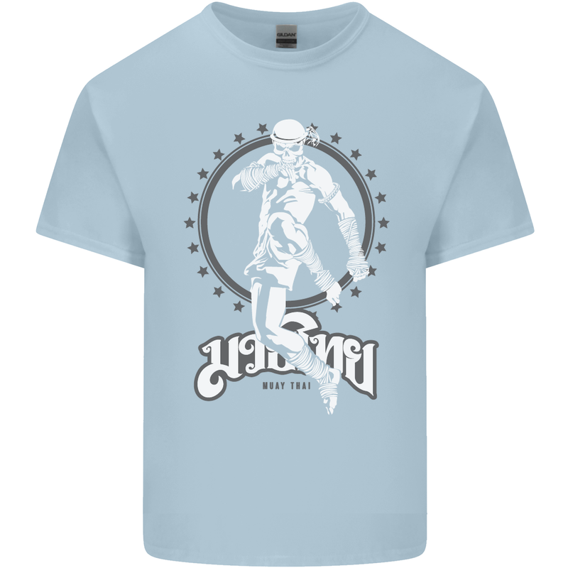 Muay Thai Skeleton MMA Mixed Martial Arts Kids T-Shirt Childrens Light Blue