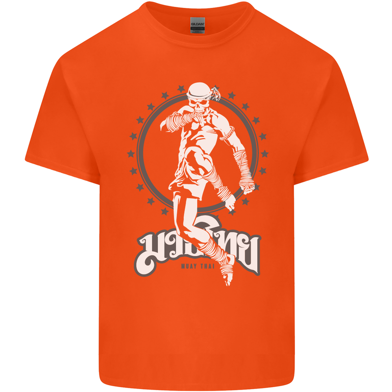 Muay Thai Skeleton MMA Mixed Martial Arts Kids T-Shirt Childrens Orange