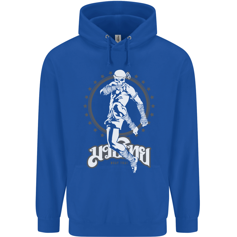 Muay Thai Skeleton MMA Mixed Martial Arts Mens 80% Cotton Hoodie Royal Blue