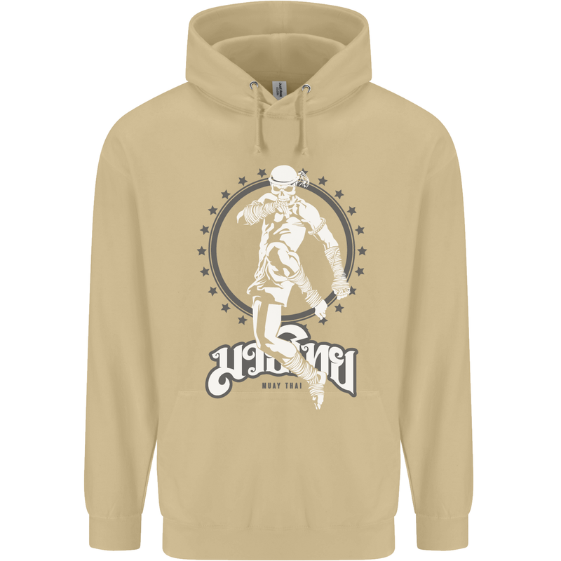 Muay Thai Skeleton MMA Mixed Martial Arts Mens 80% Cotton Hoodie Sand