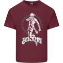 Muay Thai Skeleton MMA Mixed Martial Arts Mens Cotton T-Shirt Tee Top Maroon