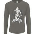 Muay Thai Skeleton MMA Mixed Martial Arts Mens Long Sleeve T-Shirt Charcoal
