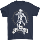 Muay Thai Skeleton MMA Mixed Martial Arts Mens T-Shirt Cotton Gildan Navy Blue