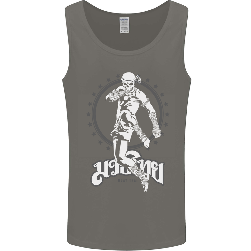 Muay Thai Skeleton MMA Mixed Martial Arts Mens Vest Tank Top Charcoal