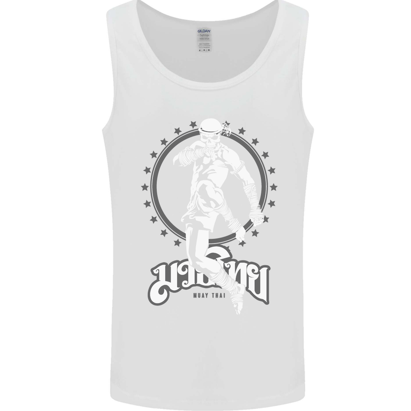 Muay Thai Skeleton MMA Mixed Martial Arts Mens Vest Tank Top White