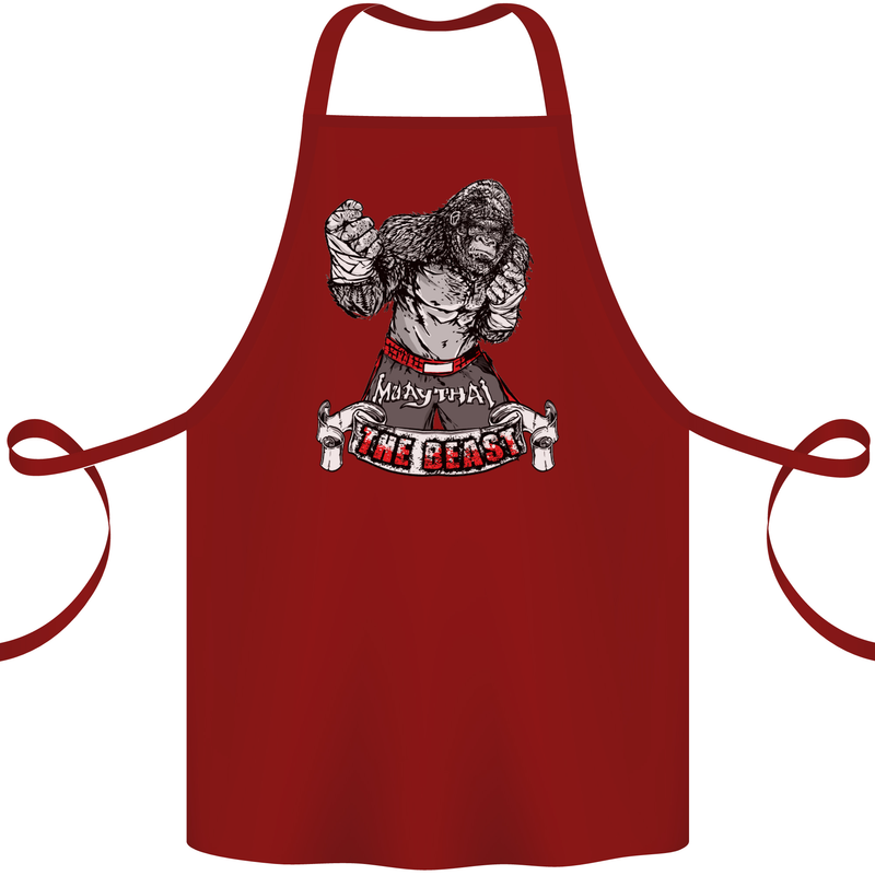 Muay Thai The Beast MMA Mixed Martial Arts Cotton Apron 100% Organic Maroon