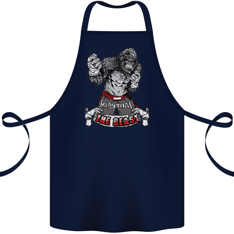 Muay Thai The Beast MMA Mixed Martial Arts Cotton Apron 100% Organic Navy Blue