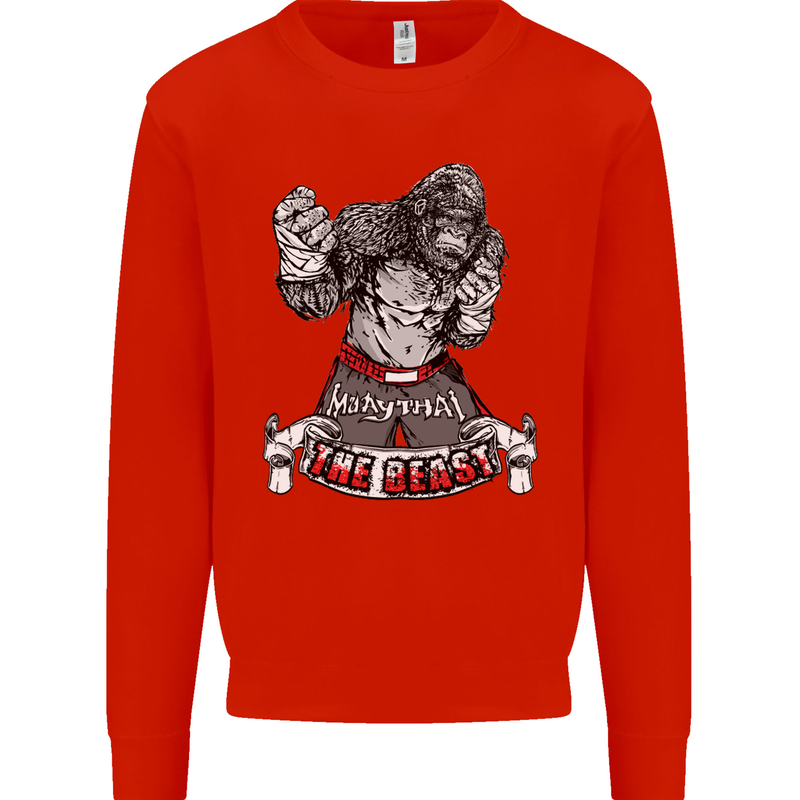 Muay Thai The Beast MMA Mixed Martial Arts Kids Sweatshirt Jumper Bright Red