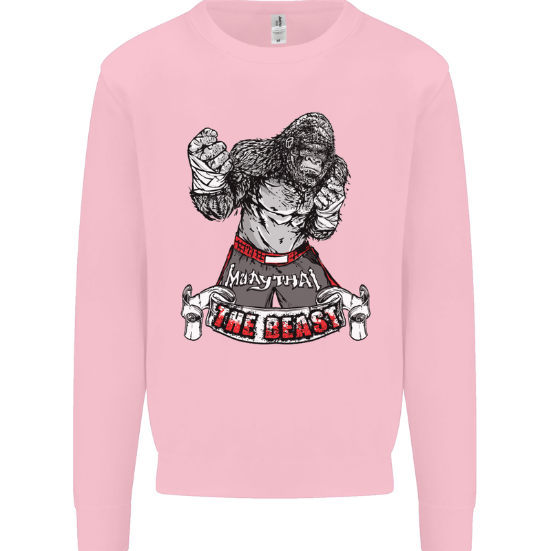 Muay Thai The Beast MMA Mixed Martial Arts Kids Sweatshirt Jumper Light Pink