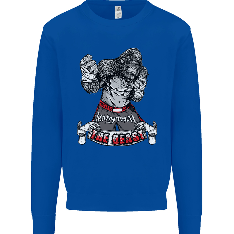Muay Thai The Beast MMA Mixed Martial Arts Kids Sweatshirt Jumper Royal Blue