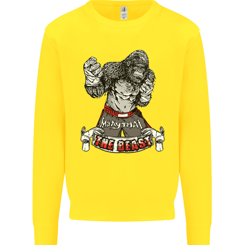 Muay Thai The Beast MMA Mixed Martial Arts Kids Sweatshirt Jumper Yellow