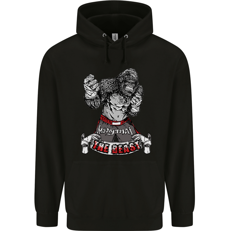 Muay Thai The Beast MMA Mixed Martial Arts Mens 80% Cotton Hoodie Black