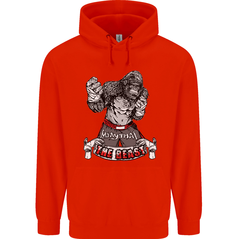 Muay Thai The Beast MMA Mixed Martial Arts Mens 80% Cotton Hoodie Bright Red