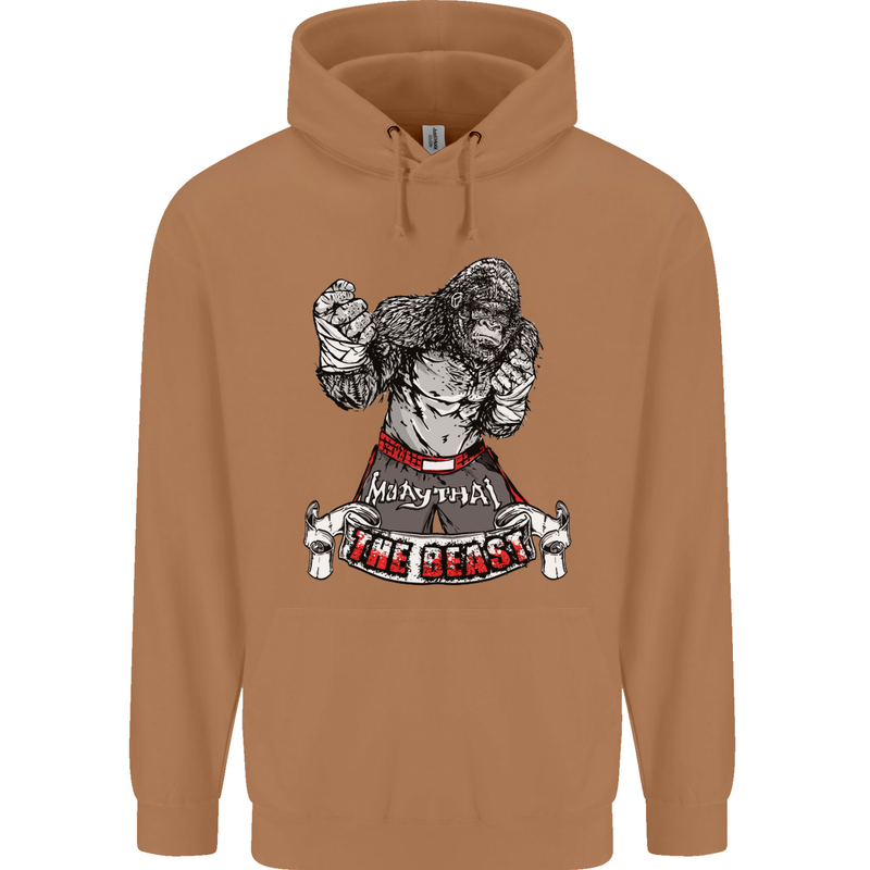 Muay Thai The Beast MMA Mixed Martial Arts Mens 80% Cotton Hoodie Caramel Latte