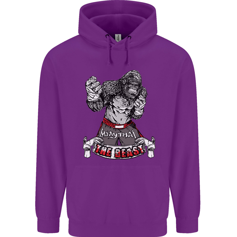 Muay Thai The Beast MMA Mixed Martial Arts Mens 80% Cotton Hoodie Purple