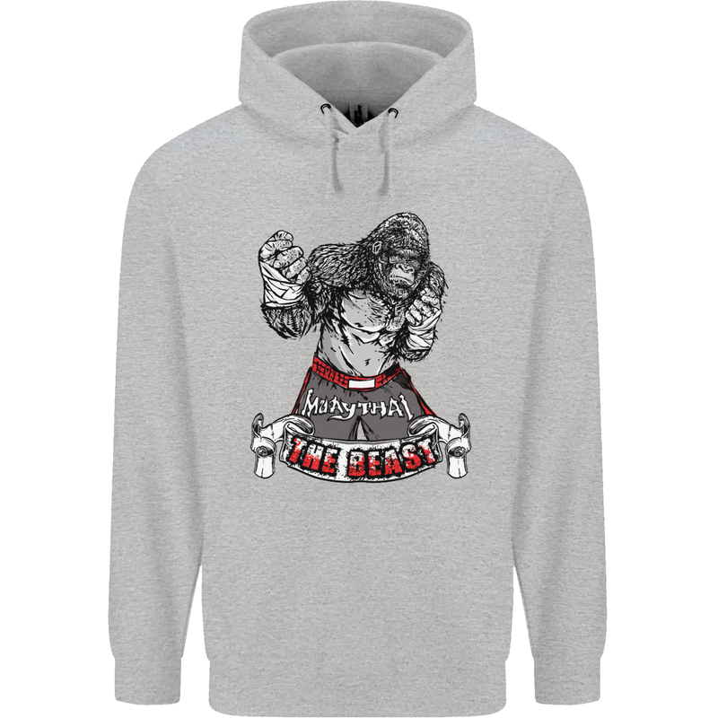 Muay Thai The Beast MMA Mixed Martial Arts Mens 80% Cotton Hoodie Sports Grey