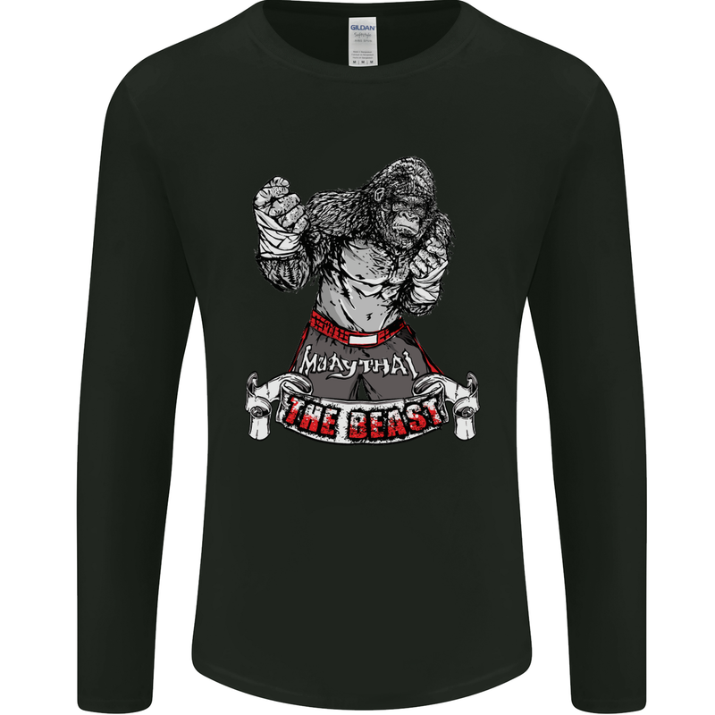 Muay Thai The Beast MMA Mixed Martial Arts Mens Long Sleeve T-Shirt Black