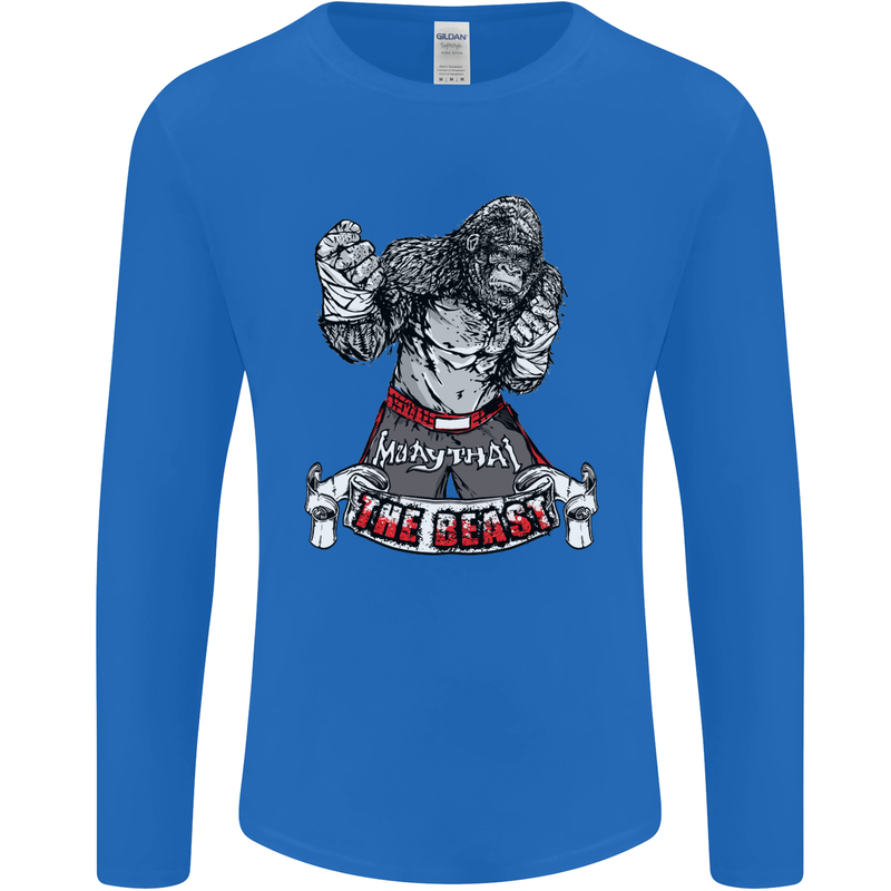Muay Thai The Beast MMA Mixed Martial Arts Mens Long Sleeve T-Shirt Royal Blue