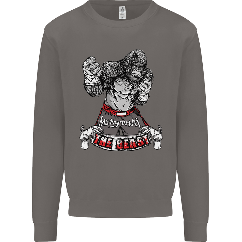 Muay Thai The Beast MMA Mixed Martial Arts Mens Sweatshirt Jumper Charcoal