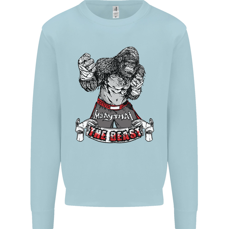 Muay Thai The Beast MMA Mixed Martial Arts Mens Sweatshirt Jumper Light Blue
